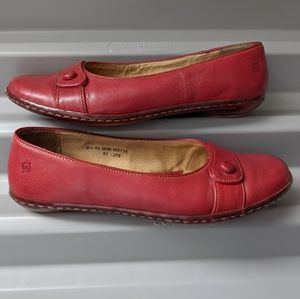 Børn Red Leather Flat